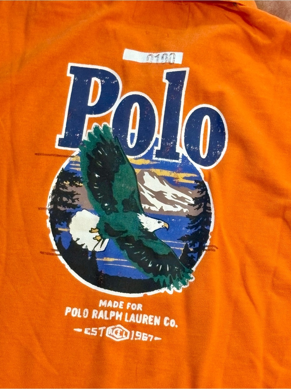 Polo Country by Ralph Lauren orange polo shirt with Blue & Green Accents - Picture 13 of 14